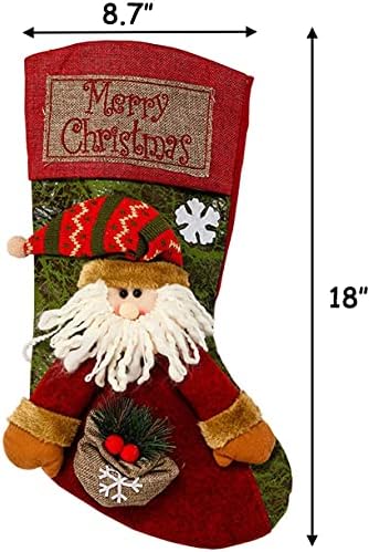 HAPIDS 3PCS 18inch/46CM Christmas Stockings Classic Large Stockings Santa, Snowman, Reindeer Xmas Character for Family Holiday Christmas Party Decorations.