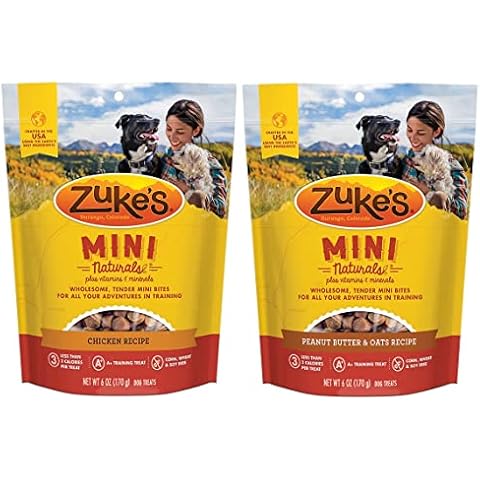 Petlewa (2 Pack) Zuke Mini Naturals Training Dog Treats (Chicken, Peanut Butter) - 6 oz Each Box Cover