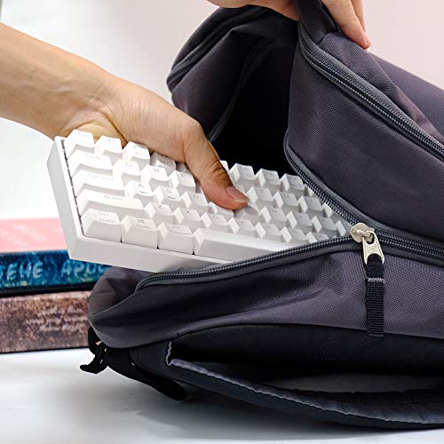 Velocifire Wireless Bluetooth Mechanical Keyboard, M1 Tkl61Ws 61-Key 60% Tactile Red Switch Mini Portable Mechanical Keyboard With Ice Blue Backlit, Compatible With Windows Os(White) #TOP3