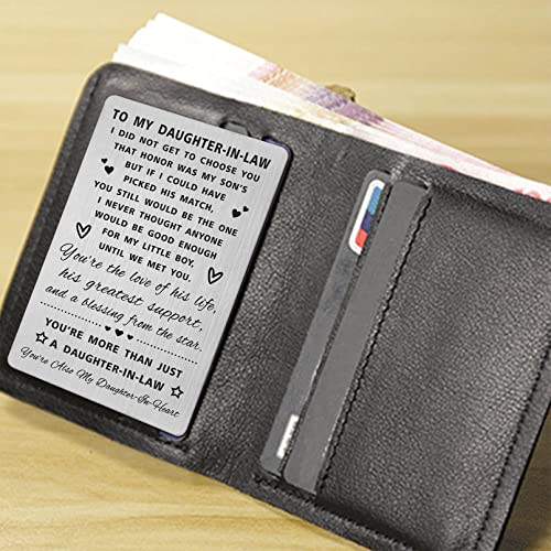 SOUSYOKYO Daughter-in-law Gifts from Father Mother In Law, Future Daughter in Law Wedding Card, New Valentines Day Mothers Day Day Metal Wallet Card for Daughter In Law