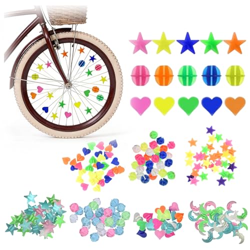 Xetpc 144 Stück Speichenlichter Fahrrad Bunte Fahrradspeichen Perlen Speichenklicker Fahrrad Speichenclips Kinder Speichenreflektoren Fahrrad Fahrradspeichen-Dekorationen für Mädchen und Jungen