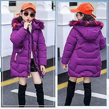 Veste Duvet Canard Chaude Doudoune Enfant YFPICO - Surface Brillante - Chaud Hiver - Capuche Fourrure - Taille 6 à 16 Ans Parka Duvet Canard Chaud