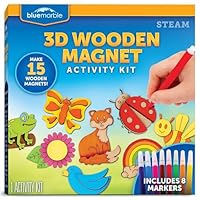 Blue Marble Wooden Magnet Craft Kit - Create & Paint 15 Nature-Themed Magnets with 8 Watercolor Pens, Magnet Art Kit, DIY Magnets for Kids, Magnet Arts and Crafts, Magnet Painting Kit for Kids