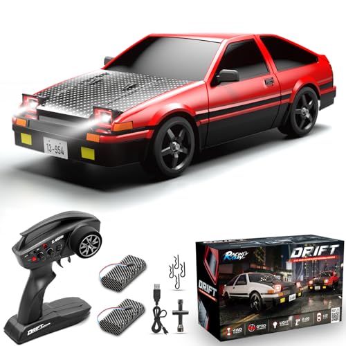 RC Drift Car, 1:12 Full Scale Fast RC Cars with Gyroscope, 2.4GHz 35KM/H High Speed Performance Remote Control Car, RTR 4WD Drift Racing Vehicle with Lights Adults Boys Gift, 2 Rechargeable Batteries