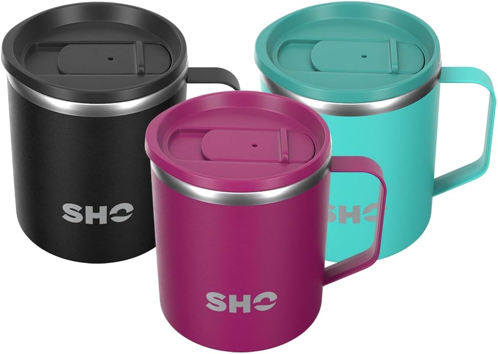 SHO Flexi - Ultimate Insulated Stainless Steel Reusable Coffee Mug - 4 Hours Hot, 8 Hours Cold - 370ml - BPA Free (370ml, Very Berry)