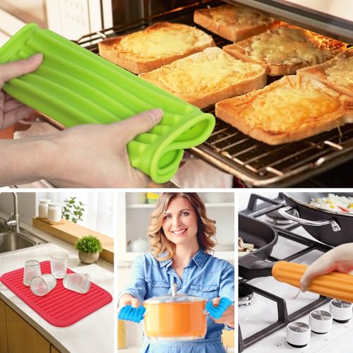 Image of 5 Pack Silicone Trivets for Hot Pots and Pans, 9 * 12Inch SiliconeTrivet for HotDishes, Colorful Heat Resistant Silicone Mat, Non-Slip Hot Pads Pot Holders for Kitchen Counter Hot Plate Mat