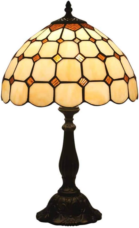 12 Inch Tiffany Style Glass Painting Table Lamp Baroque European Handmade Style Decorative for Bedroom Living Room Bedside Table Reading Lamp