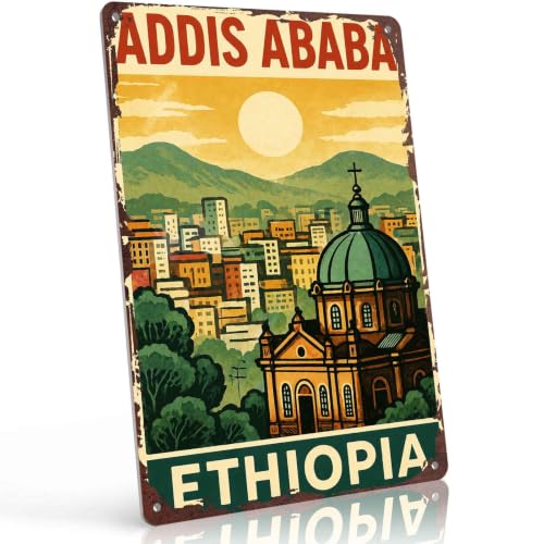 Addis Ababa Ethiopia 8x12 Inch Vintage Aluminum Metal Sign for Living Room Bedroom Office Cafe Bar Restaurant and Home Decor