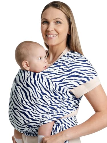 S.Leovay Baby Wraps Carrier,Trendy Zebra Striped, Stretchy Ergonomic Hands-Free Design Baby Wearing Wrap for Newborn to Toddler 7-35 lbs, Soft and Comfortable Infant Wraps