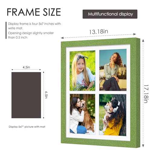 Image of DUENPY 12x16 Picture Frame 5x7 Collage Picture Frame Displays Four 5x7 inch Photos or 12x16 (Without Mat) for Available Horizontal Wall Mounting Display and Vertical Green