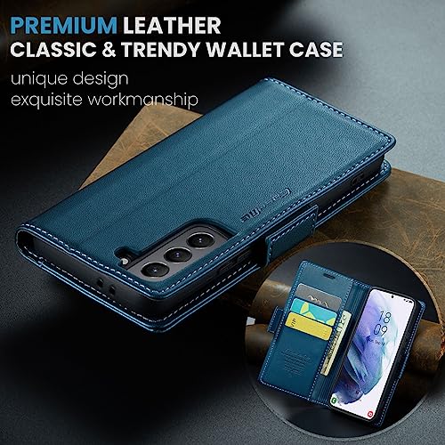 Rerzoiro Case for Samsung Galaxy S21 Wallet Case, RFID Blocking PU Leather Flip Folio Cover Card Holder Kickstand Shockproof Phone Case Compatible with Samsung Galaxy S21, Blue by Rerzoiro - Used condition - Image 7