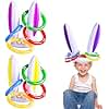 3 Pack Inflatable Easter Bunny Ring Toss Game with ​Score Ring - ​Easter Basket Essential for Kids Indoor Outdoor Rabbit Ears Toss Toy, Family Party Games School Carnival Activities(3 Set & 12 Rings)