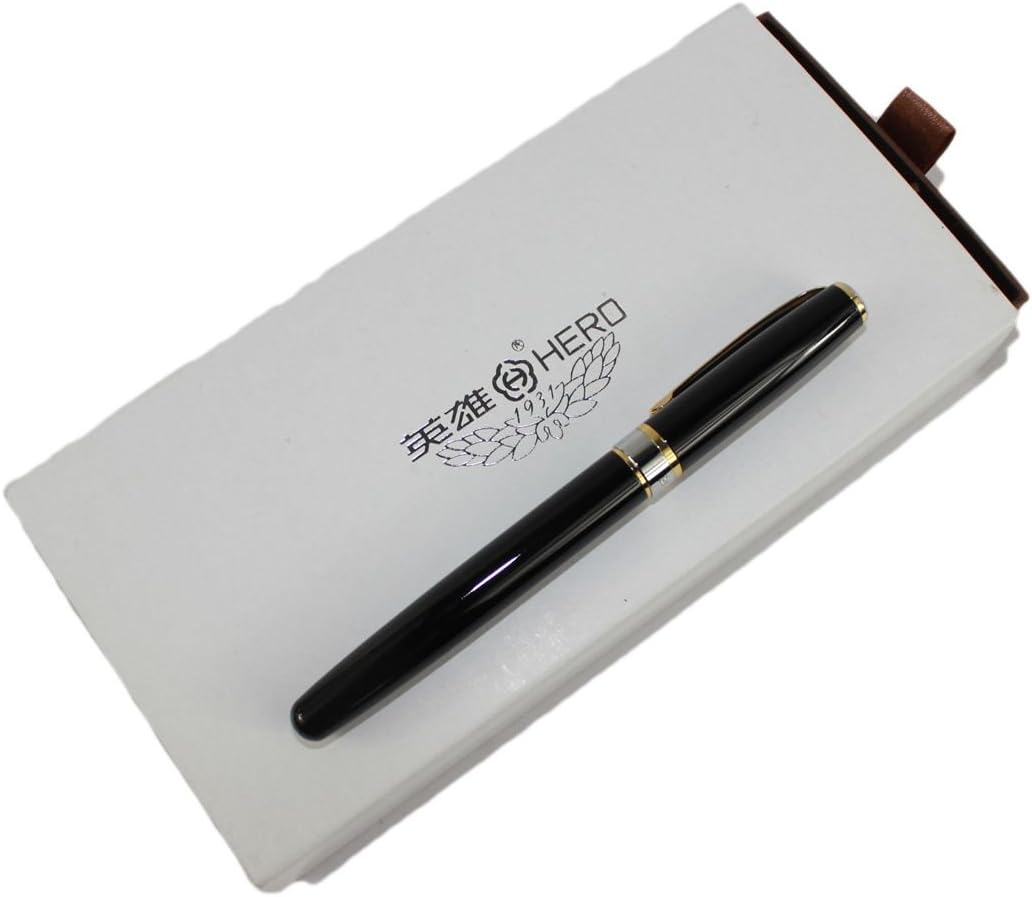 Gullor Classical Hero Fountain Pen M Nib Black with Push Tyle Ink Converter