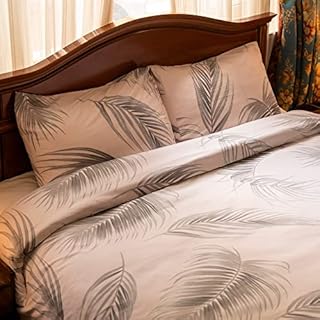 OSVINO Double Duvet Cover Set Pink Reversible Botanical Floral Bedding Set, 3 Pieces Soft Easy Care Microfiber Quilt Cover Double Bed Set with 2 Pillowcases - 200cm x 200cm