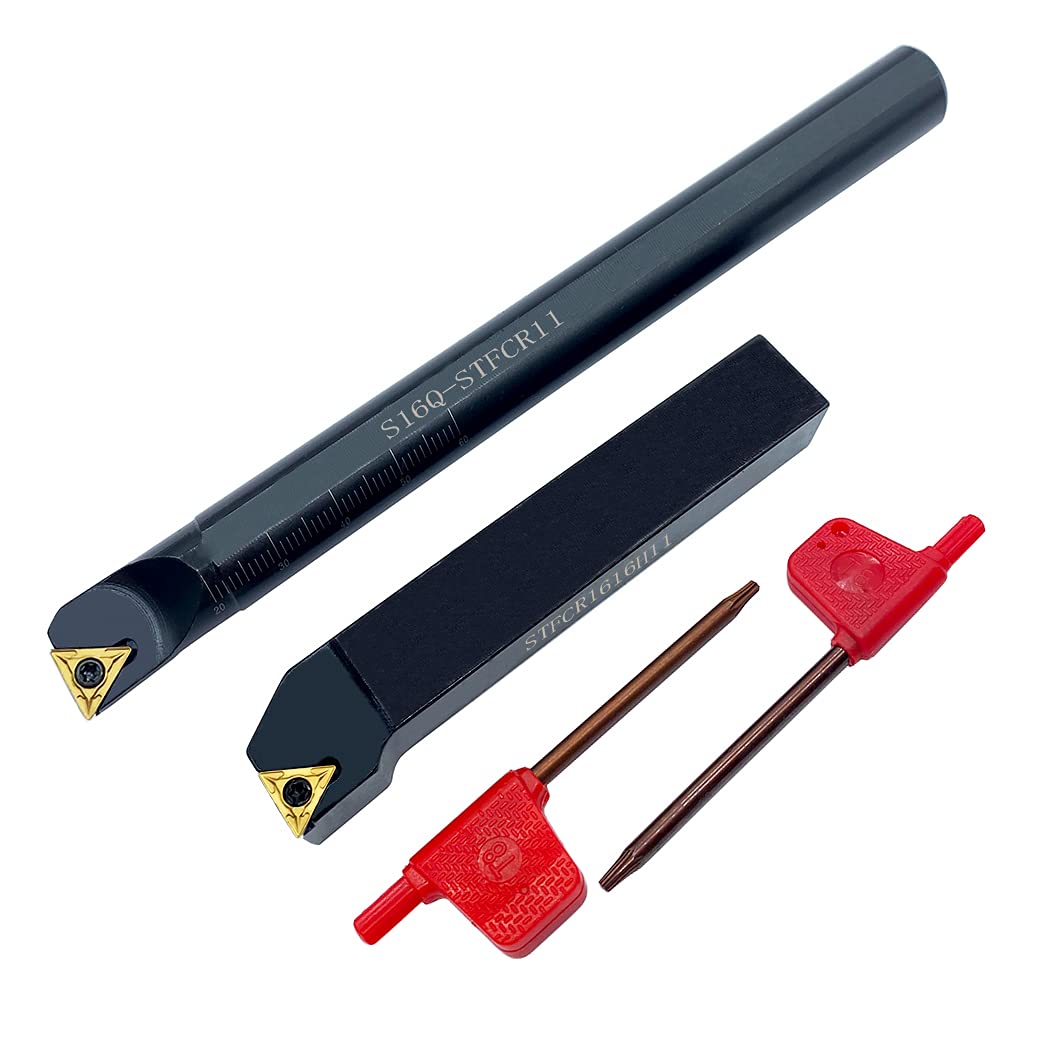 GBJ S16Q-STFCR11 + STFCR1616H11 +2pcs TCMT21.51 Gold 91° Turning Holder Lathe Boring Bar +3PCS TCMT21.51 Carbide Turning Insert (S16Q-STFCR11 + STFCR1616H11+2pcs TCMT21.51 Gold)