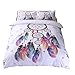 Meeting Story Tribal Duvet Cover Set Dreamcatcher Feathers Boho Chic Bedding Set (Queen, Flying Feather)
