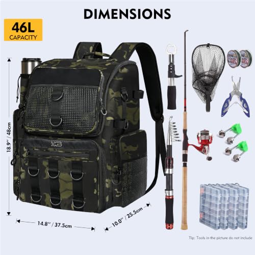 MGB Fishing Backpack, 46L Water-resistant Fishing Tackle Backpack by MGB - Image 4