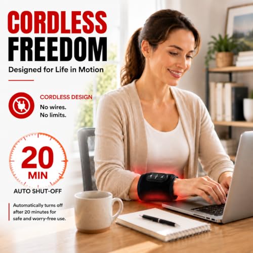 Image of Red Light Therapy for Wrist,Wireless Heated Wrist Brace with 48 LEDs