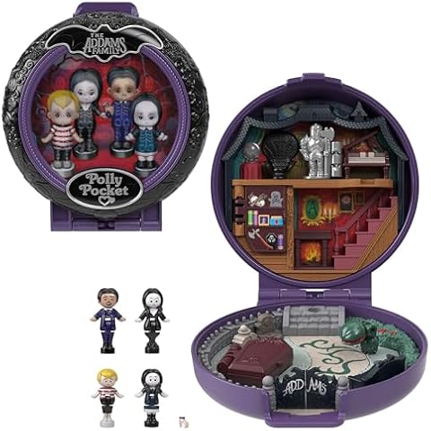 Polly Pocket Collector Playset, The Addams Family Compact with 4 Special Edition Character Dolls and 10 Accessories Cover
