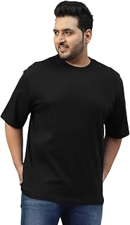 Veirdo® Pure Cotton Oversized Fit Drop Shoulder Solid Plus Size Plus Size T-Shirt for Men (Colors: Black, Cork, Lilac, Mar... Price In India