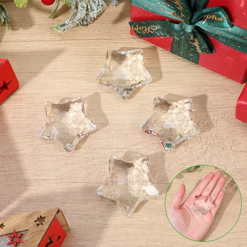 6 Stück Weihnachtsbaum Kristall Dekorationen,Transparente Sterne Kristalle zum Aufhängen,Sternenkristall Christbaumschmuck,Sonnenfänger Kristall für Weihnachten Party Hochzeit Dekoration