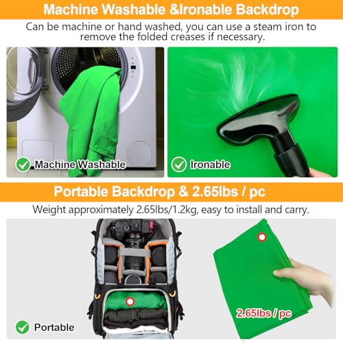 10 x 10 Ft Green Screen Backdrop, Chroma Key Greenscreen Background for Streaming, Big Polyester Photography Background, Photo Studio Collapsible Green Backdrop for Live Recording Zoom (Backdrop only) by YAYOYA - Image 4