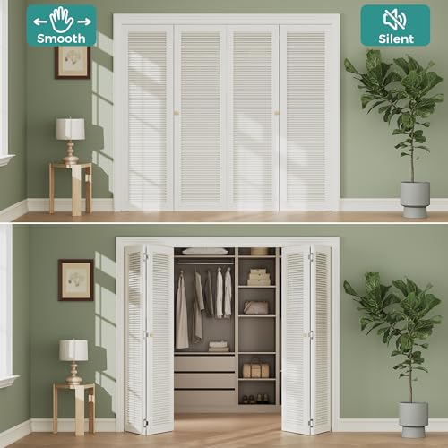Image of Closet Bifold Door Hardware & 60 Inch Track, 5 ft Bi Folding Door Rail Kit