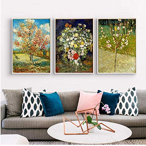 Toile imprimée aquarelle fleur arbre affiche murale moderne pour salon 50x70cm sans cadre