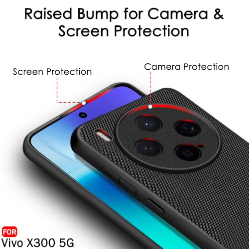 Image of TheGiftKart Back Cover Case for Vivo X300 5G | Slim & Lightweight | Ultra-Premium Design | Camera Protection Bump | Fabric Texture Case Cover (PC & TPU, Black)