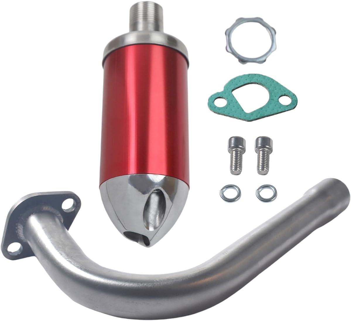 Exhaust Pipe with Muffler for Coleman CT200U BT200X Mini Bike,for GX160 GX200 Go Cart,for Predator 212cc Go Kart & Mini Bike Red