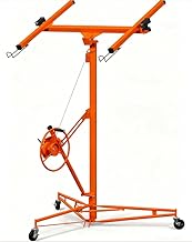 Drywall Lift 11 FT, Heavy-Duty 150 Lbs Drywall Rolling Lifter Panel, Sheetrock Hoist Lift Drywall Jack Lift for Ceiling, Drywall Panel Hoist with 360° Adjustable Telescopic Arm & 3 Lockable Wheels