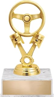 Car Trophy, 6" Auto Wheel Engine Parts Trophy On White Luxury Trophy Base