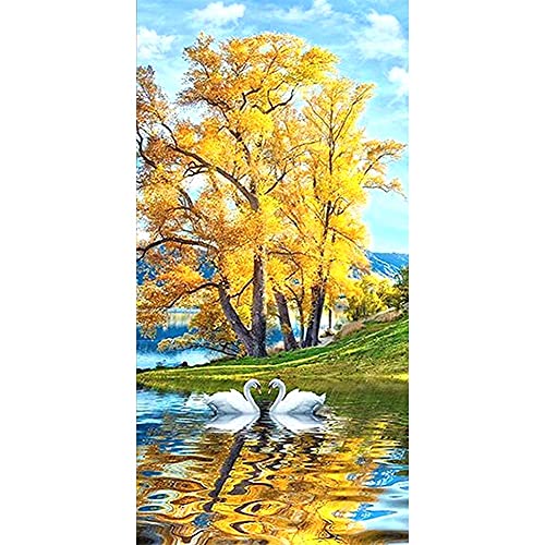 Peinture diamant strass complet Lac des cygnes 70x140cm mosaïque adulte