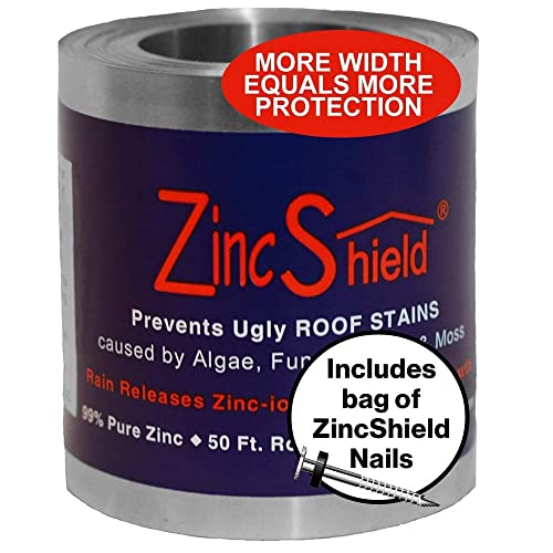 ZincShield Pure Zinc Strip avoids Ugly Roof Stains | 50 Foot Roll (3.5 ZincShield Pure Zinc Strip avoids Ugly Roof Stains | 50 Foot Roll (3.5