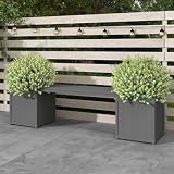 Domi HDPE Outdoor Front Porch Garden Bench Planter with Flower Boxes