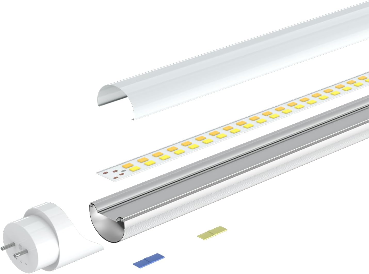 T8 T12 LED Tube Light Bulbs 4 Foot, 5 Power(10W-24W)& 6CCT(3000K-6500K) All in 1, Plug & Play or Ballast Bypass, T8 4ft Fluorescent Replacement, Durable Type A B Light Tube, ETL DLC (6Pack)
