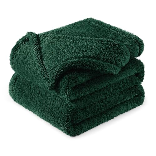 Exclusivo Mezcla Manta Polar Suave para Sofá, Manta de Felpa de Terciopelo Supersuave para la Cama, Calentito y Cálido para Todas Las Estaciones, 130x150 CM, Verde Bosque