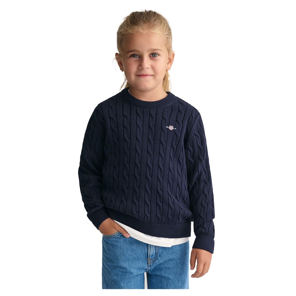 GANT Unisex Kinder Cotton Cable Shield Crew Pullover