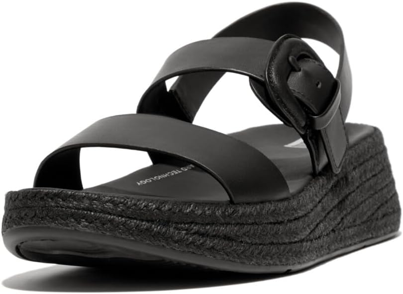 FitFlop womens F-mode Espadrille Buckle Leather Flatform Sandals