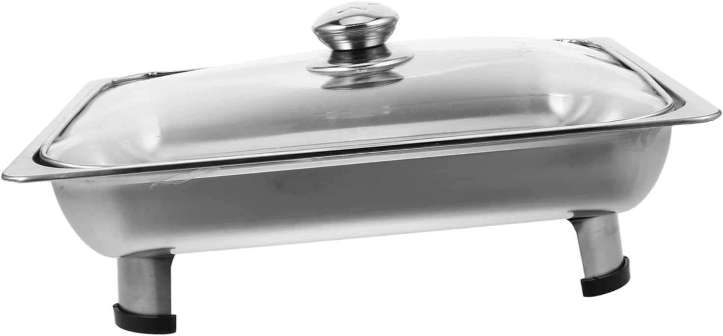 Chafing Dish for Buffets Stainless Steel Catering Pan with Glass Lid Removable Legs Capacity for Parties Outdoor Events and Family Gatherings Food Warmer