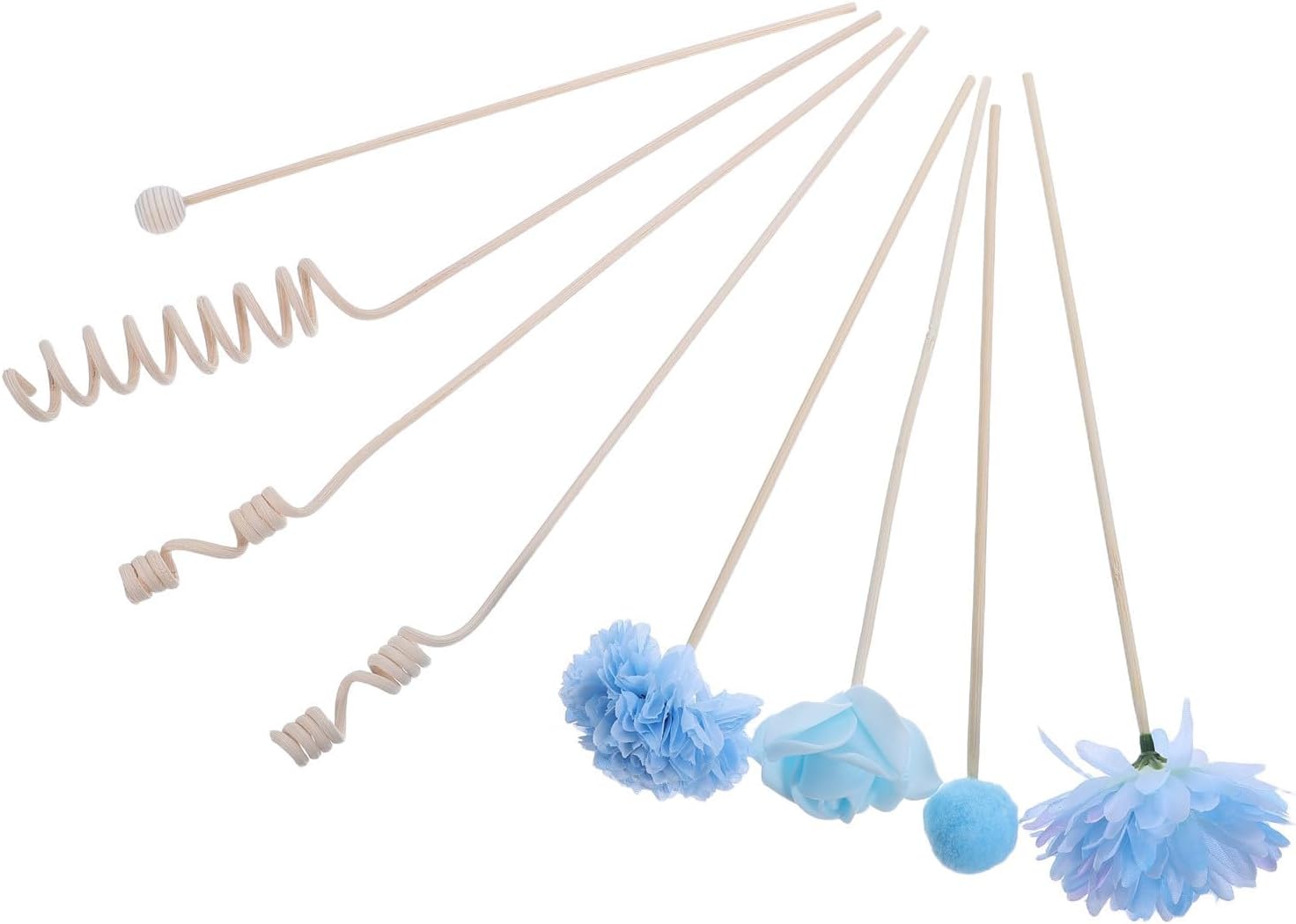 Garneck 8pcs Reed Diffuser Flower Sticks with Rattan Pith Paper Blue
