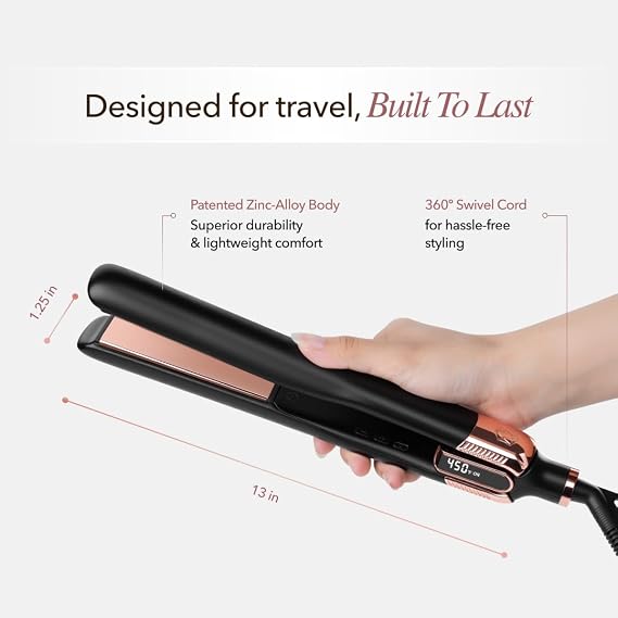 SRILabs StyleQ Flat Iron Hair Straightener Red Light Therapy, Titanium Plates, Graphene Technology, Negative Ions | 12 Heat Settings | Frizz-Free Results for All Hair Types