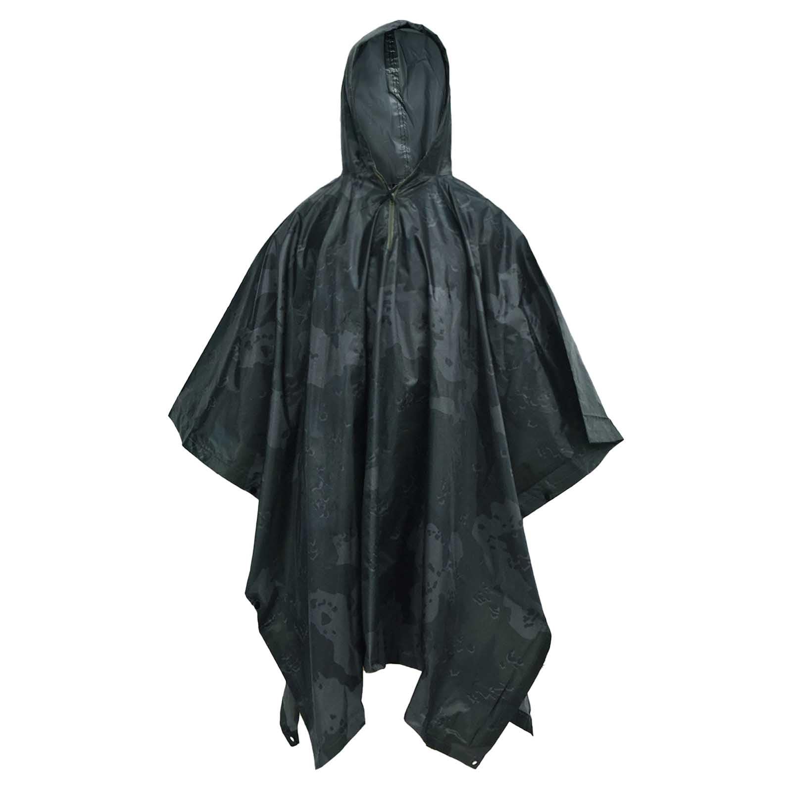 Poncho impermeabile da uomo, in PVC, motivo mimetico, con cappuccio