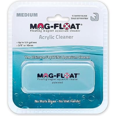 Mag-Float Medium Acrylic Aquarium Algae Scraper Cleaner | Magfloat Floating Magnetic Fish Tank Magnet Cleaning Scrubber Brush Tool for Freshwater Saltwater Marine Reef Tanks