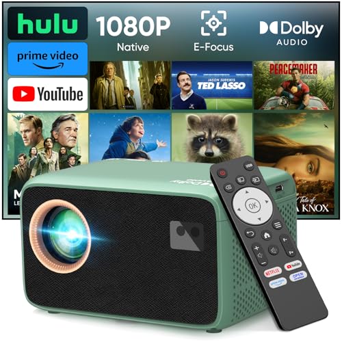 TMY 4K Projector with WiFi Bluetooth, Compatible with Netflix/Prime Video/YouTube, Outdoor Portable Home Theater Movie Projector, Smart Projector for Indoor Outdoor Movies, Gaming and Camping (Green) by TMY - Used condition - US$146.39