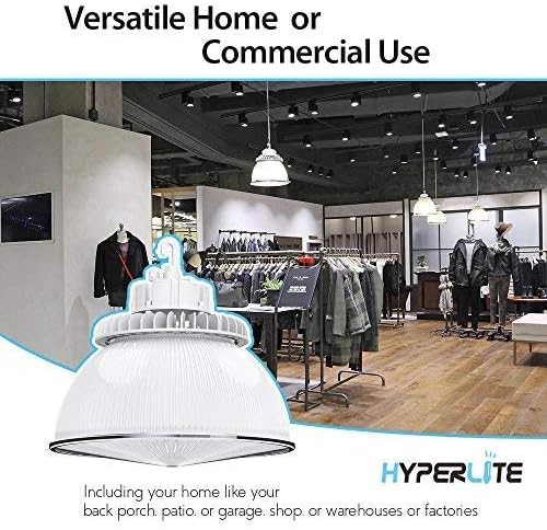 Miniatura 8 de HYPERLITE Luces LED de alta bahía 150 W 21,000 lm (140 lmw) 5000 K CRI80 1-10 V regulable UL listado gancho colgante seguro cable de 5 pies con