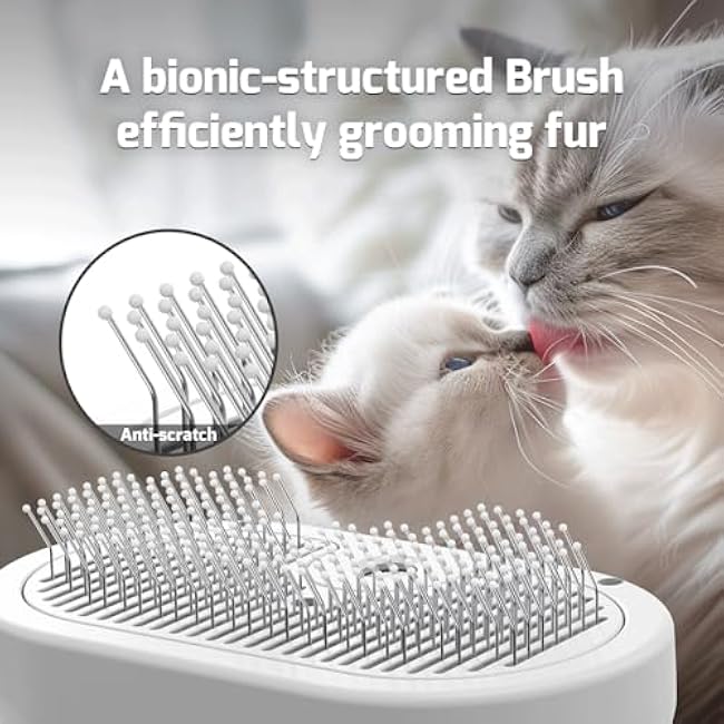 ?Cat Steam Brush for Shedding, 3 In 1 Steam Pet Brush Self Cleaning, Dog Brush for Long and Short Hair Dogs and Cats, Pet Grooming Comb Remove Tangled Loose Hair, Type-C Fast Charging (White)-AJquW2tm