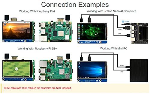 Image of waveshare 3.2inch IPS LCD Display (H) for Raspberry Pi 4B /3B+ /3B /2B /Zero /Zero W /Zero WH and Jetson Nano and Windows 11 /10 /8.1 /8 /7, 480x800 Pixel, Adjustable Brightness, No Touch