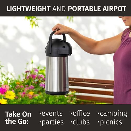 Thermal Coffee Carafe 74Oz, Keeps Drinks Hot for 12Hrs & Cold for 36Hrs, Insulated Stainless Steel Coffee Carafe for Hot Drinks, Easy One-Handed Dispensing for Office, Home, Party, Durable Tea Flask by CRESIMO - Image 8
