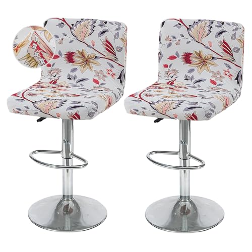 Image of FUANGUI Bar Stool Covers with Backs, 2 Pack Stretch Bar Stool Chair Covers, Knitted Jacquard Bar Stool Covers,Washable Bar Chair Covers Swivel Barstool Slipcovers,10